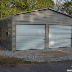 Enclosed Metal Garage with Double Rolling Garage Door