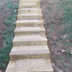 landscape timber steps in brevard, north carolina
