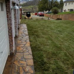 flagstone walkway and grass installation